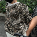 Muchic sudadera con capucha con estampado de leopardo minimalista informal, impreso en toda la prenda, otono invierno