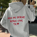 Sudadera con capucha de hombros caidos con eslogan impreso