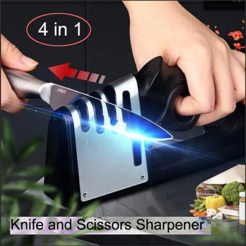 Afilar cuchillos manual, herramienta profesional de acero inoxidable para afilar cuchillas, resina ABS, no requiere batería, adecuado para cuchillos de cocina y tijeras.