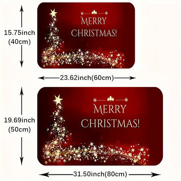 Tapete de bienvenida navideño con diseño de estrella brillante - Antideslizante, fácil de limpiar, lavable en máquina, tapete de poliéster para sala de estar, dormitorio, cocina, oficina y decoración navideña.