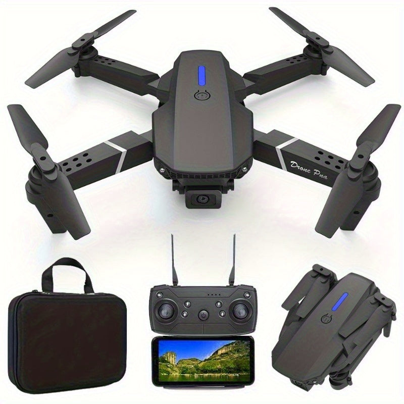 Drone E88 con cámaras HD dobles, batería única, regreso con una sola tecla, conexión WiFi, drone de fotografía aérea, control remoto de cuadricóptero, regalo de Navidad, Halloween y Acción de Gracias.
