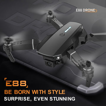 Drone E88 con cámaras HD dobles, batería única, regreso con una sola tecla, conexión WiFi, drone de fotografía aérea, control remoto de cuadricóptero, regalo de Navidad, Halloween y Acción de Gracias.