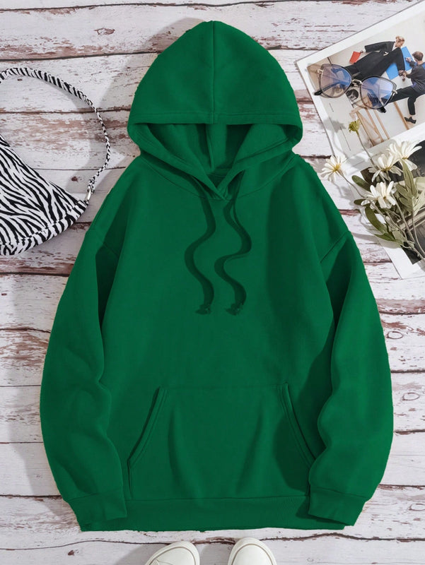 Ezwear sudadera con capucha de lana polar con estampado de letras, casual para mujeres, para otono e invierno