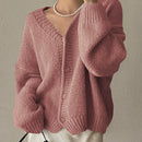 Dazy cardigan holgado de punto de color liso con cuello en v para mujer