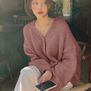 Dazy cardigan holgado de punto de color liso con cuello en v para mujer