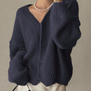 Dazy cardigan holgado de punto de color liso con cuello en v para mujer