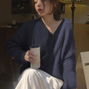 Dazy cardigan holgado de punto de color liso con cuello en v para mujer