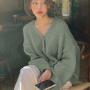 Dazy cardigan holgado de punto de color liso con cuello en v para mujer