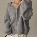 Dazy cardigan holgado de punto de color liso con cuello en v para mujer