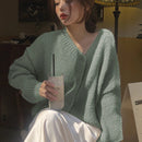Dazy cardigan holgado de punto de color liso con cuello en v para mujer