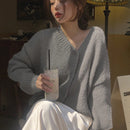 Dazy cardigan holgado de punto de color liso con cuello en v para mujer