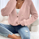 Frenchy cardigan con botones de corte casual y rayas para mujer, para otono/invierno