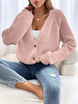Frenchy cardigan con botones de corte casual y rayas para mujer, para otono/invierno