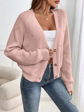 Frenchy cardigan con botones de corte casual y rayas para mujer, para otono/invierno