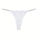 Set de 4 tangas de mujer de alta calidad, tanga de encaje transparente de cintura baja con tirantes ajustables