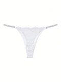 Set de 4 tangas de mujer de alta calidad, tanga de encaje transparente de cintura baja con tirantes ajustables
