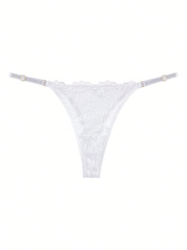 Set de 4 tangas de mujer de alta calidad, tanga de encaje transparente de cintura baja con tirantes ajustables