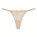 Set de 4 tangas de mujer de alta calidad, tanga de encaje transparente de cintura baja con tirantes ajustables