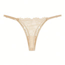 Set de 4 tangas de mujer de alta calidad, tanga de encaje transparente de cintura baja con tirantes ajustables