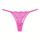 Set de 4 tangas de mujer de alta calidad, tanga de encaje transparente de cintura baja con tirantes ajustables