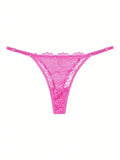 Set de 4 tangas de mujer de alta calidad, tanga de encaje transparente de cintura baja con tirantes ajustables