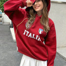 Ezwear sudadera holgada con capucha de estilo deportivo minimalista casual con patron de letra de mexico, para mujer, otono/invierno