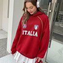 Ezwear sudadera holgada con capucha de estilo deportivo minimalista casual con patron de letra de mexico, para mujer, otono/invierno