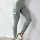 Leggings deportivos de cintura alta, color rosa, con multiples bolsillos con solapa, cinturilla ancha, para correr, yoga, fitness, pantalones ajustados, pantalones de entrenamiento informales