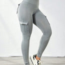 Leggings deportivos de cintura alta, color rosa, con multiples bolsillos con solapa, cinturilla ancha, para correr, yoga, fitness, pantalones ajustados, pantalones de entrenamiento informales