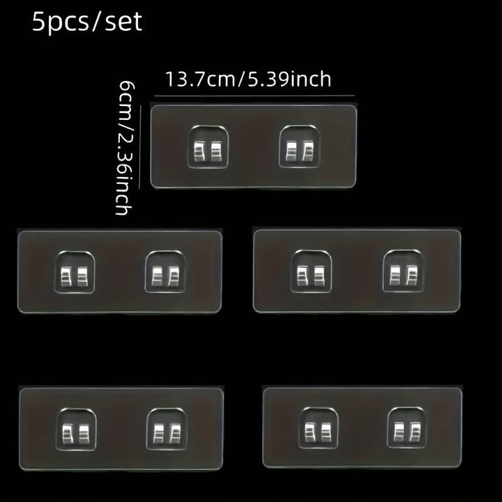 1/2/5/10/20pcs Ganchos Autoadhesivos Sin Taladro para Baño, Soportes para Barra de Ducha, Ganchos Montados en la Pared para Dormitorio, Armario, Gabinete de Cocina - Estilo Contemporáneo, Material Plástico, Ganchos de Utilidad