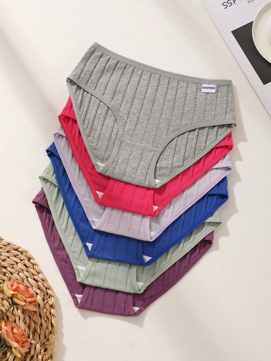 Juego de 9 bragas de mujer de algodon, de cintura baja, de unicolor, acanaladas, comodas y transpirables, ropa interior deportiva