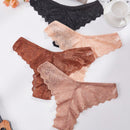 3 piezas bragas multicolor aleatorias para mujer con encaje floral y ondas, elegantes y comodas, diseno de tanga