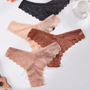 3 piezas bragas multicolor aleatorias para mujer con encaje floral y ondas, elegantes y comodas, diseno de tanga