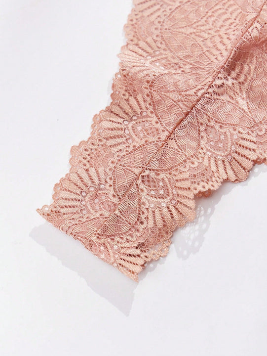 3 piezas bragas multicolor aleatorias para mujer con encaje floral y ondas, elegantes y comodas, diseno de tanga