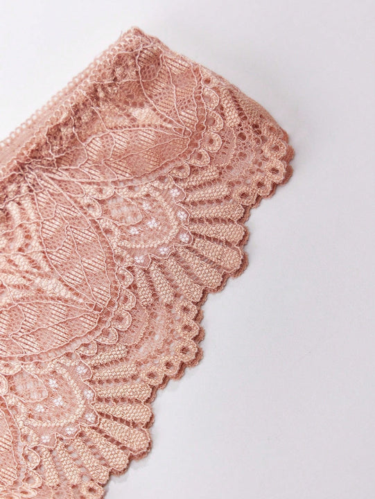 3 piezas bragas multicolor aleatorias para mujer con encaje floral y ondas, elegantes y comodas, diseno de tanga