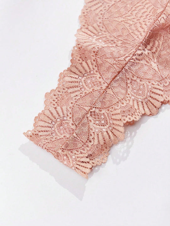 3 piezas bragas multicolor aleatorias para mujer con encaje floral y ondas, elegantes y comodas, diseno de tanga