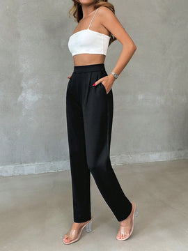Pantalones rectos comodos y lisos