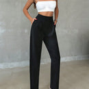 Pantalones rectos comodos y lisos