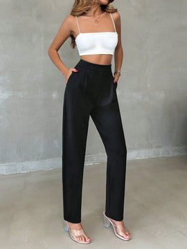 Pantalones rectos comodos y lisos