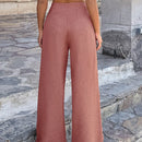 Pantalones casuales anchos de pierna ancha con cintura alta y pliegues para mujeres