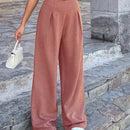 Pantalones anchos de lino solido para mujer