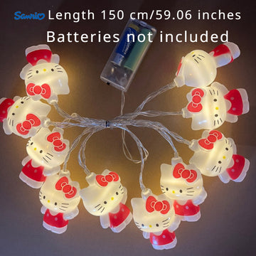 Luces LED decorativas de Hello Kitty y Cinnamoroll, luces de hadas con batería estilo cartoon para decoración de habitación, cumpleaños, Halloween, Navidad - Sin baterías incluidas, iluminación decorativa | Ambiente festivo | Luces de plástico duraderas
