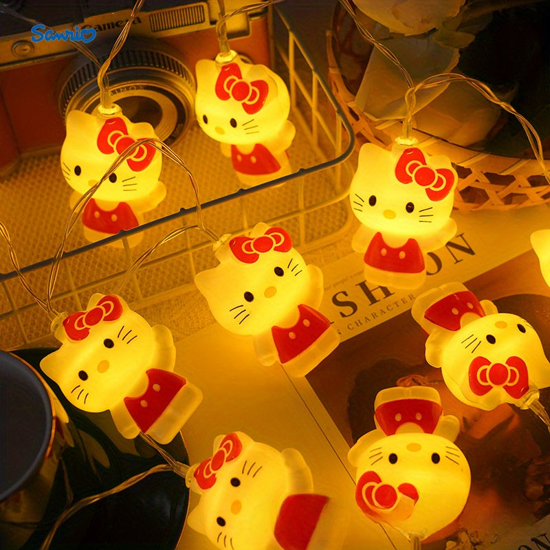 Luces LED decorativas de Hello Kitty y Cinnamoroll, luces de hadas con batería estilo cartoon para decoración de habitación, cumpleaños, Halloween, Navidad - Sin baterías incluidas, iluminación decorativa | Ambiente festivo | Luces de plástico duraderas