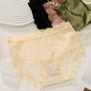 4 piezas bragas de seda de color multicolor con encaje y malla para mujer, de cintura media, transpirables y sexy, diseno de triangulo