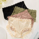 4 piezas bragas de seda de color multicolor con encaje y malla para mujer, de cintura media, transpirables y sexy, diseno de triangulo