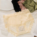 4 piezas bragas de seda de color multicolor con encaje y malla para mujer, de cintura media, transpirables y sexy, diseno de triangulo