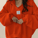 Ezwear sudadera con capucha de manga larga informal con estampado de letra, hombros caidos y cordon, para otono