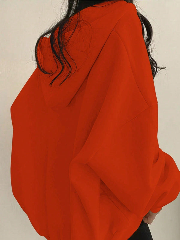 Ezwear sudadera con capucha de manga larga informal con estampado de letra, hombros caidos y cordon, para otono
