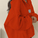 Ezwear sudadera con capucha de manga larga informal con estampado de letra, hombros caidos y cordon, para otono