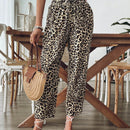 Vcay pantalones casuales y relajados con estampado de leopardo para mujer, para volver a la escuela para el uso diario, atuendos de otono, ir y venir, minimalista, oficina, dinero viejo, simple, ropa de maestro